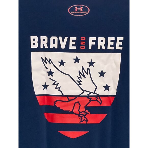 Under Armour Mens Brave And Free T-Shirt Blue Short Sleeve Size L Polyester Blen - Picture 9 of 9